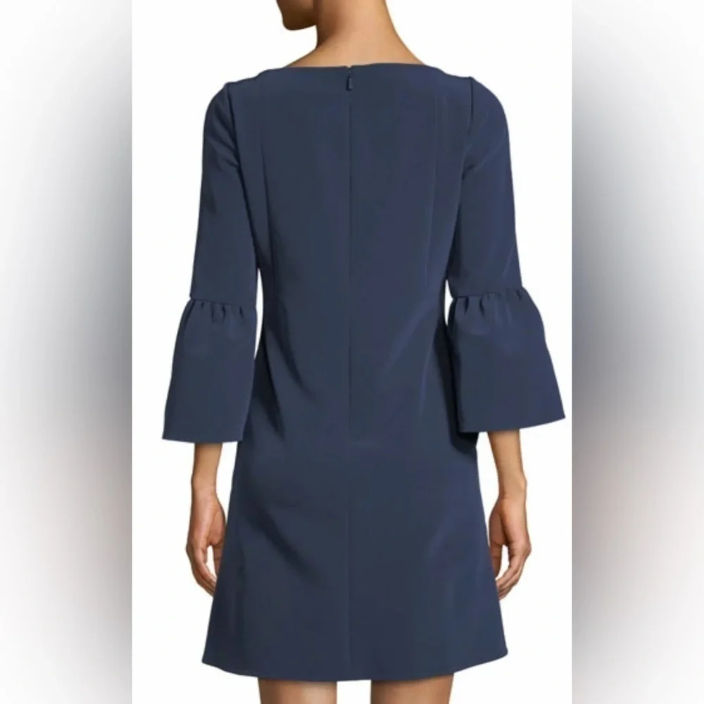 Lafayette 148 Marisa Bell Sleeve Dress Navy | size 8 - Picture 7 of 7